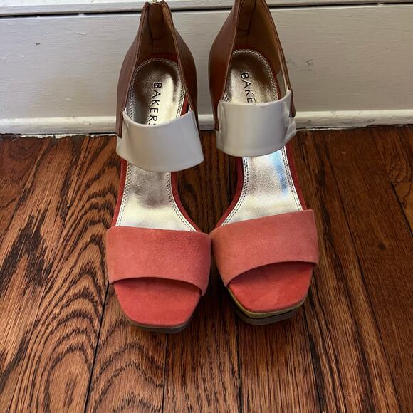 Suede Colorblock Venessa Stiletto Platform Heels Sandals Size 7.5 BackZip Boho - Picture 3 of 16